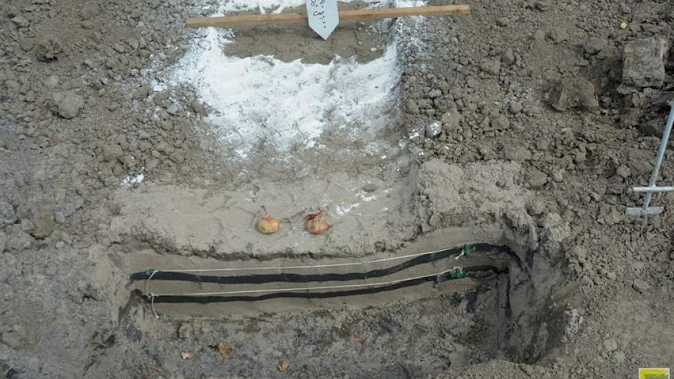 Juiste bandenspanning is belangrijk, tijdens zowel het vervoer op de weg, als de oogst op het land. Michelin toonde de gevolgen van een te hoge bandenspanning. Bij 4,0 bar zijn beide zwarte lijnen ver gezakt. Hierdoor wordt zichtbaar dat de grond te ver w