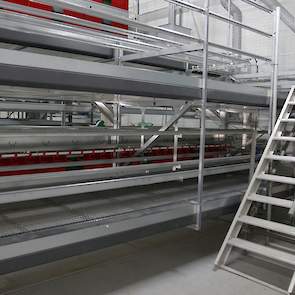 Via dit trapje kan de leghennenhoudster makkelijk op het systeem komen.